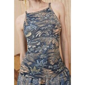 Ulla Johnson Sidney Cami Waimea Blue Floral Print Tank Camisole P Petite Top